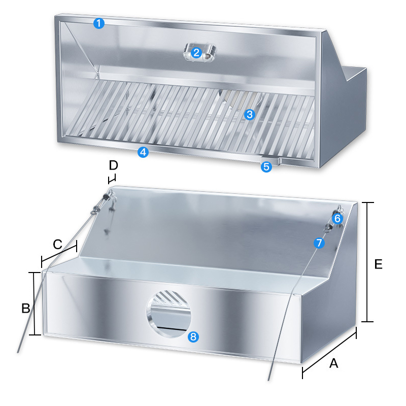 Commercial Kitchen Vent Hood - 業務用ステンレス製キッチン空気清浄機シンプルレンジフード