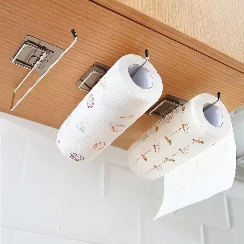 Commercial Kitchen Towels - 1 個キッチンペーパータオルホルダー粘着トイレットペーパーラックタオルハンガーティッシュディスペンサーロールナプキンキャビネット収納アクセサリー