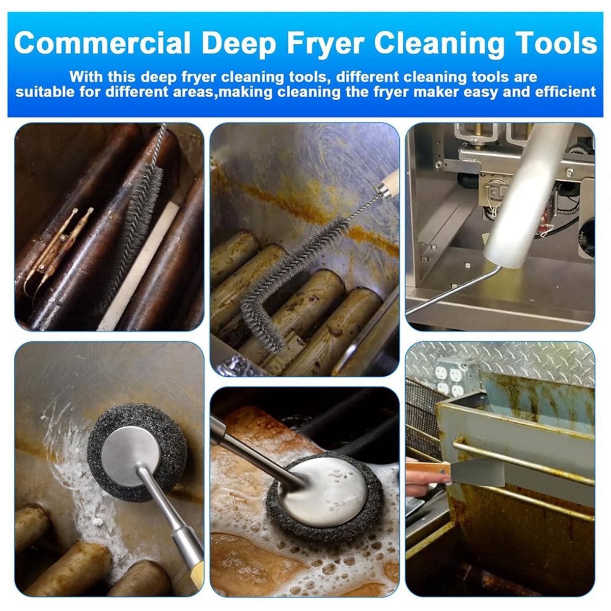 Commercial Kitchen Deep Cleaning - 業務用フライヤー洗浄ツール、レストラン、ホテルの厨房フライヤーの徹底洗浄用ディープフライヤー洗浄ブラシ