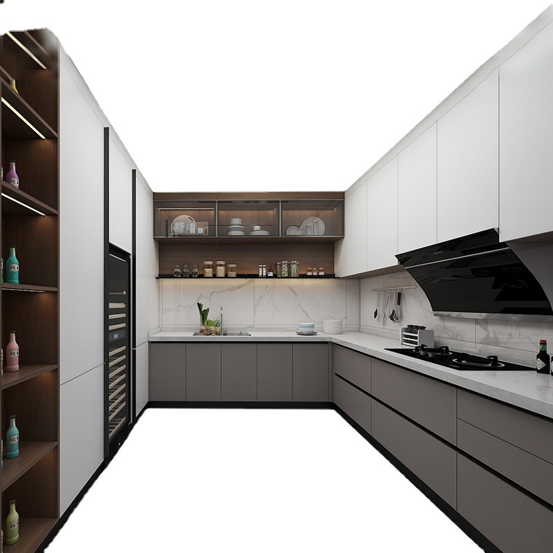 Commercial Kitchen Rental - シンプルなキッチンキャビネットと商業用収納レンタルルームリビングルームクォーツ岩板多層無垢材H