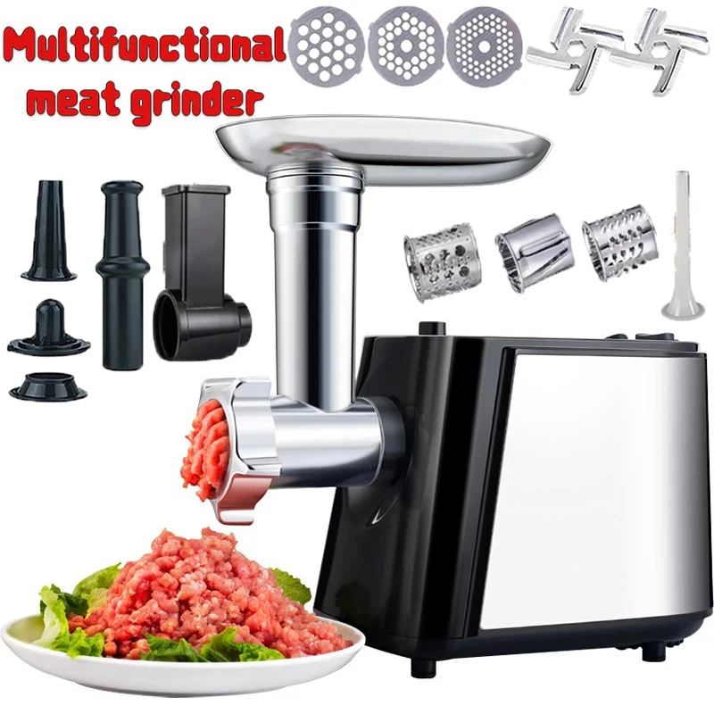 Meat Grinder Electric - 1000W ステンレス製電動ミートグラインダー 多機能家庭用ソーセージスタッファー ミートミンサー 野菜カッター フードプロセッサー