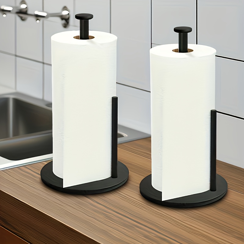 Commercial Kitchen Towels - ステンレス製キッチンロールホルダー（重みのあるベース付き） - 頑丈なカウンターオーガナイザー、ペーパータオル用の省スペース設計