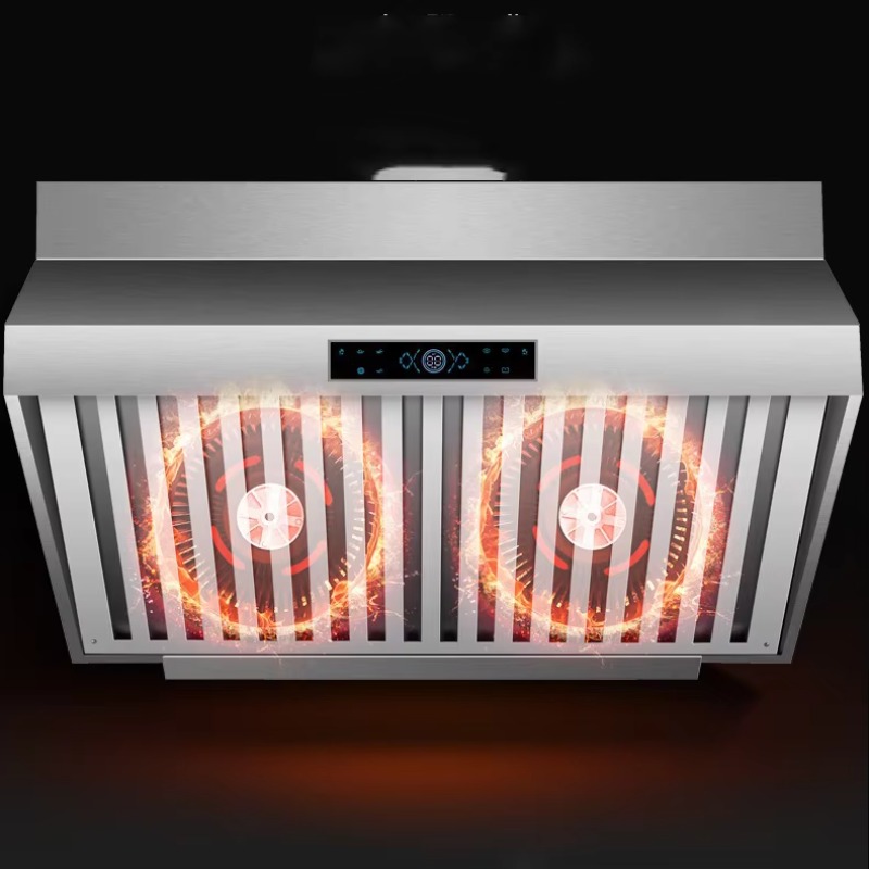 Commercial Kitchen Vent Hood - 2mステンレス製換気フード業務用厨房レンジフードホテル用ダブルモーター1000W大吸力タッチセンサー式省エネクラス