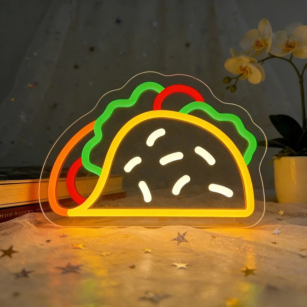 Commercial Kitchen Lighting - タコスネオンサイン LED USB調光可能 面白いウォールライト メキシカンレストラン キッチン