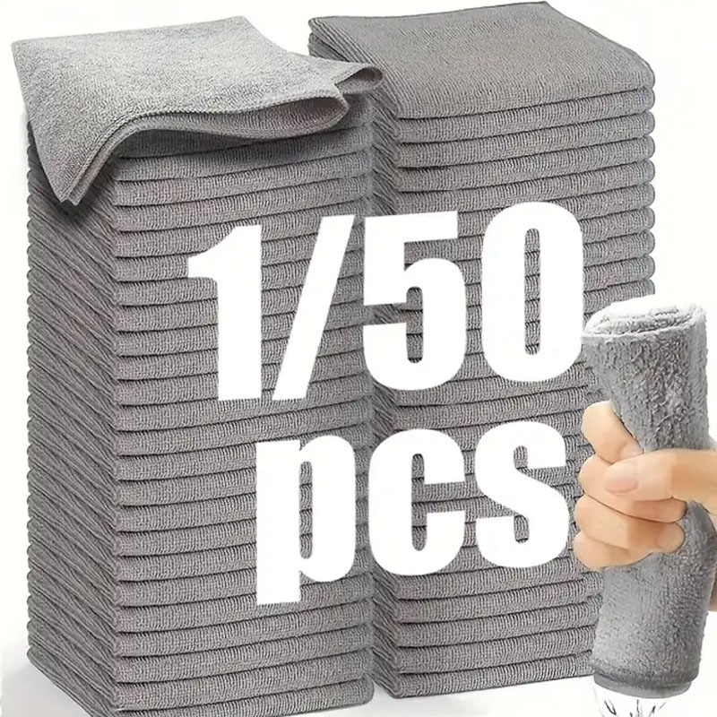Commercial Kitchen Towels - 1/50 個マイクロファイバークリーニングクロス吸収タオル洗車家事クリーンキッチンクリーニング雑巾家庭用クリーンツール