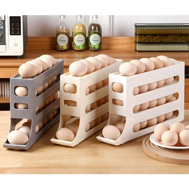 Commercial Kitchen Fridge - 冷蔵庫用卵収納ボックス、回転式キッチンコンテナ、卵回転ラック、家庭用大容量冷蔵庫卵オーガナイザーホルダー