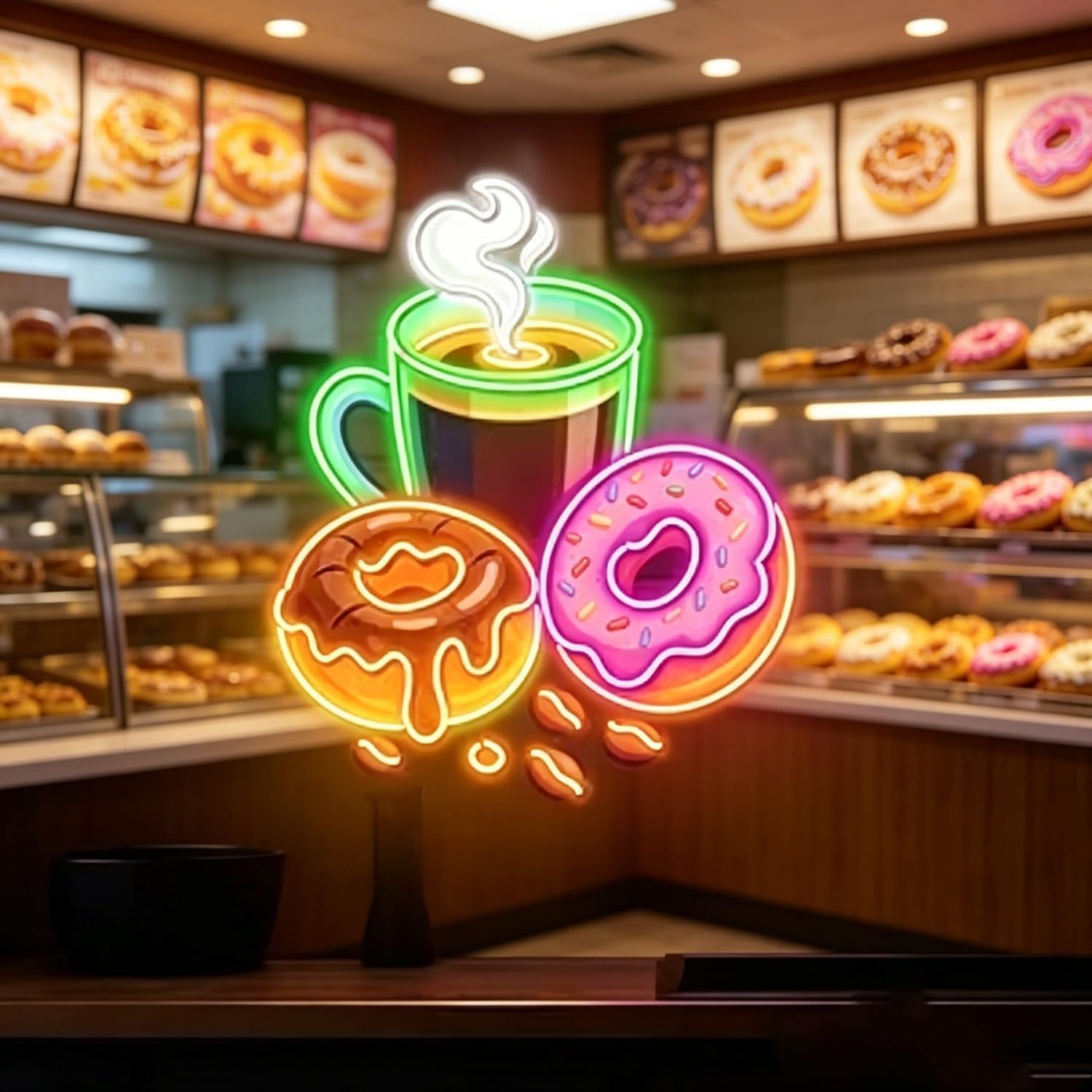 ドーナツLEDネオンサイン USB電源ネオンライト コーヒー - Commercial Kitchen Lighting のレビューと価格