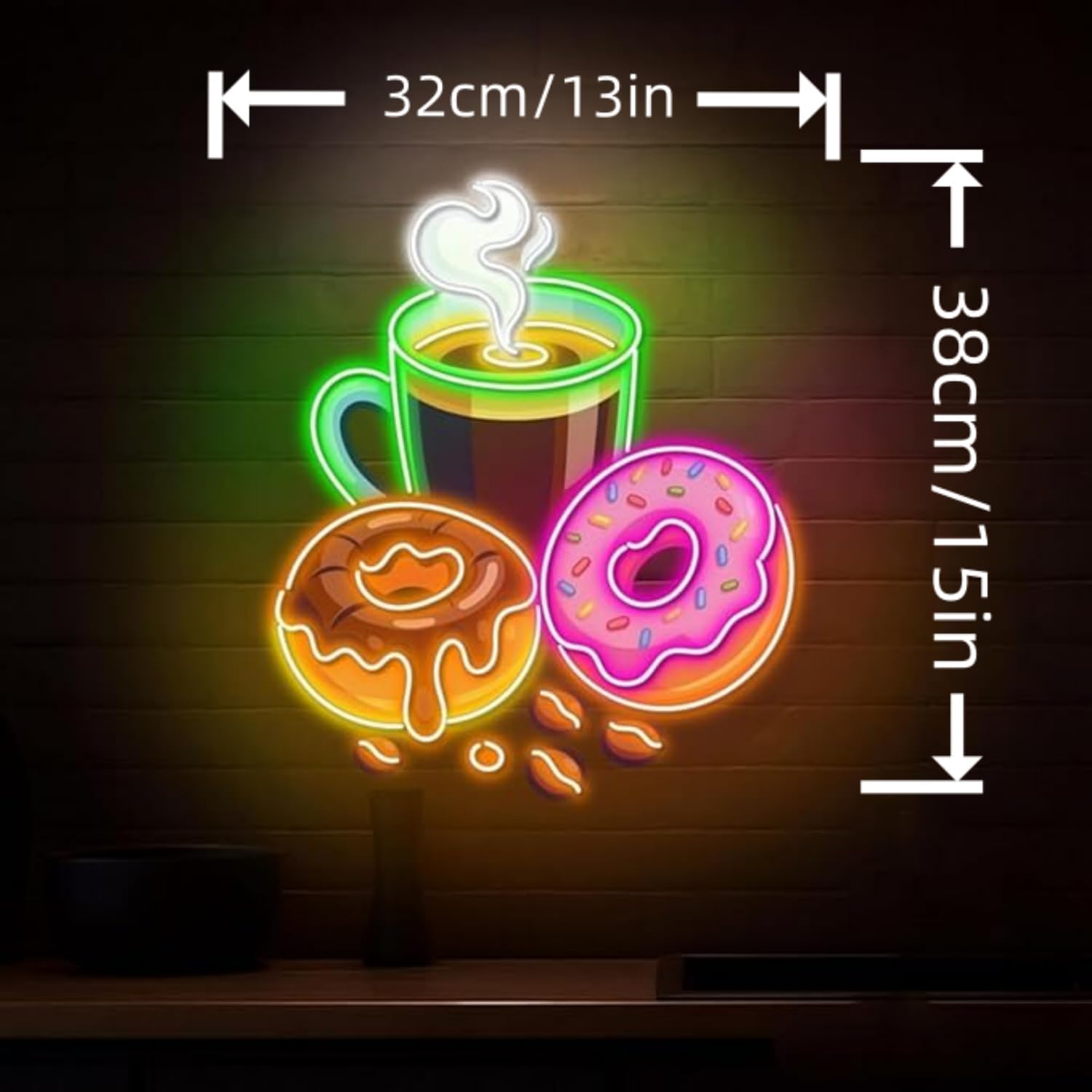 ドーナツLEDネオンサイン USB電源ネオンライト コーヒー - Commercial Kitchen Lighting のレビューと価格