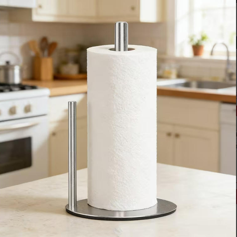ステンレス製キッチンロールホルダー、重みのあるベース付き - - Commercial Kitchen Towels のレビューと価格