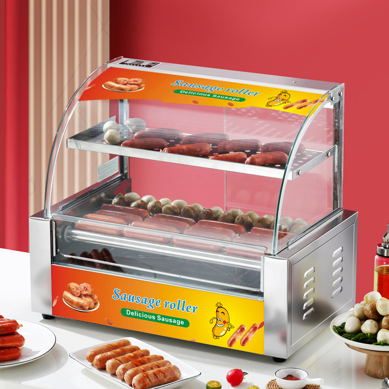 電気ステンレス製ホットドッグ＆ソーセージグリル 7ローラー  - Hot Dog Roller Grill のレビューと価格