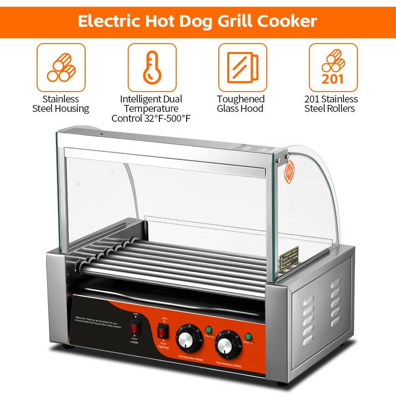 電気ステンレス製ホットドッグ＆ソーセージグリル 7ローラー  - Hot Dog Roller Grill のレビューと価格