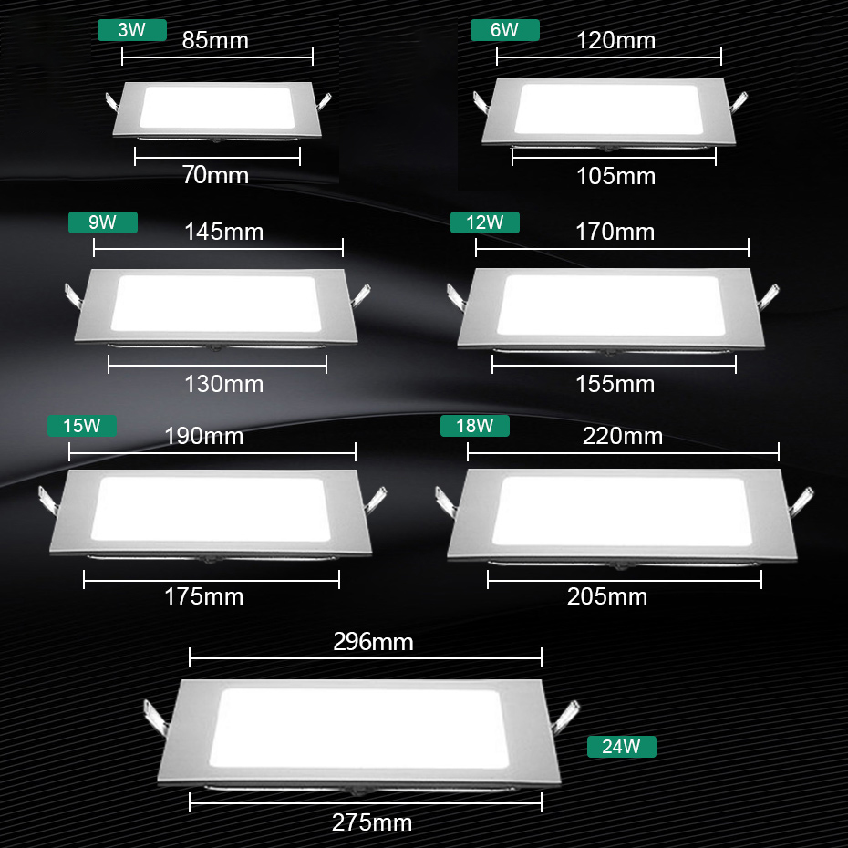 超薄型丸型/角型LEDパネルライト 3W-24W 天井埋め込 - Commercial Kitchen Lighting のレビューと価格