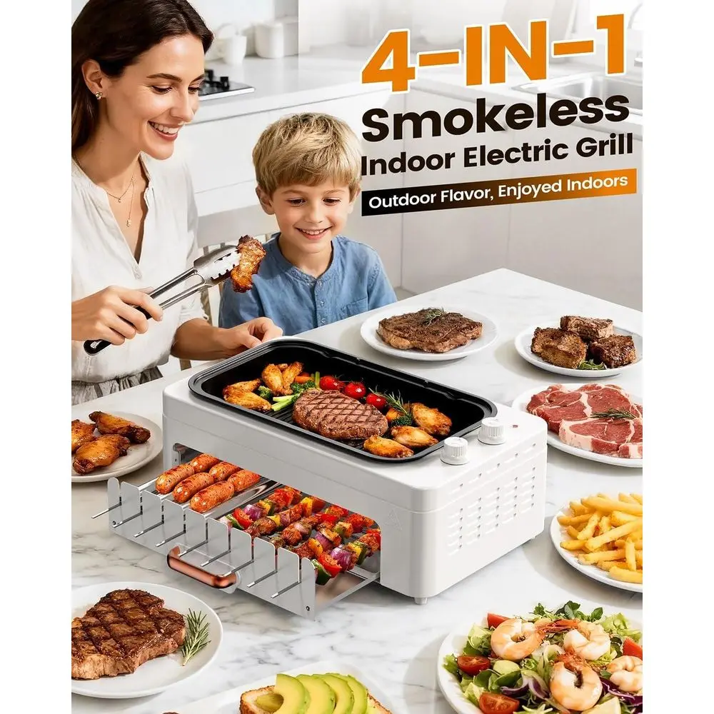 4-in-1屋内カウンタートップグリル：取り外し可能なパン、 - Hot Dog Roller Grill のレビューと価格