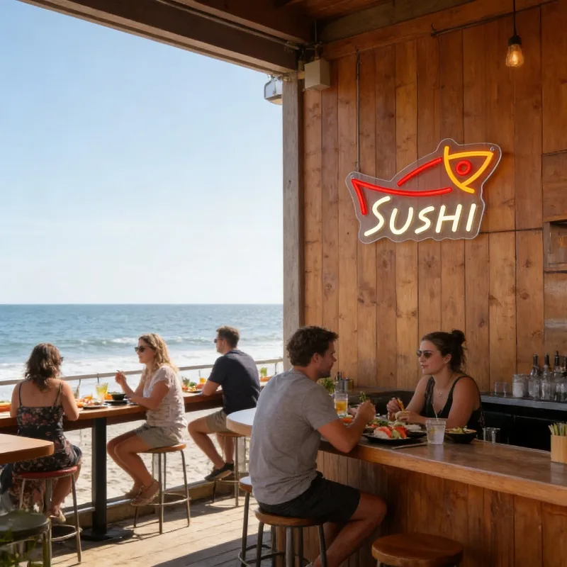 LED寿司魚型ネオンサイン USB調光式 赤色ネオンライト  - Commercial Kitchen Lighting のレビューと価格