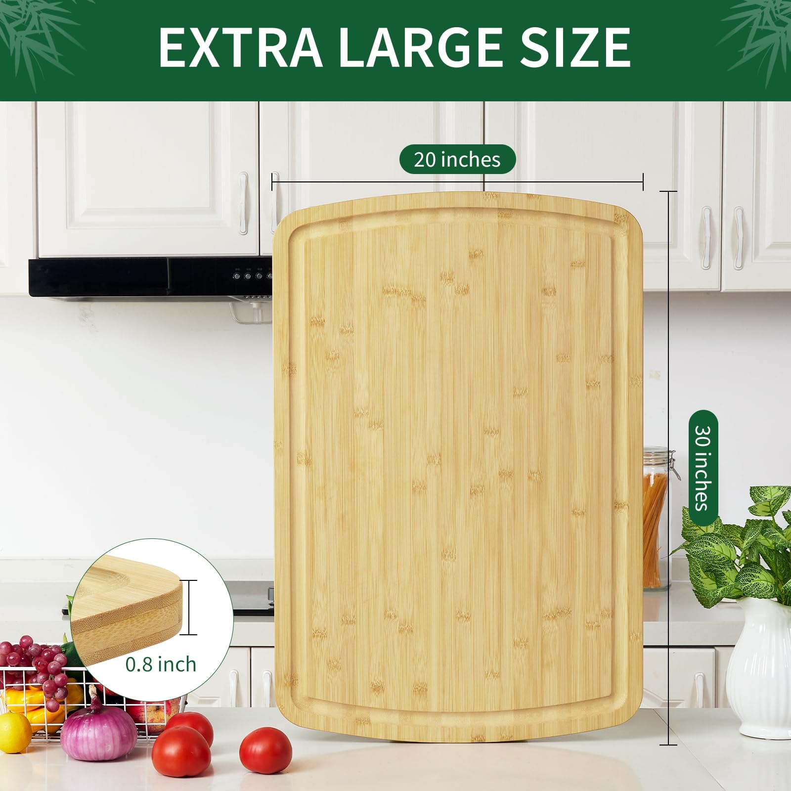 30x20インチの大型竹製まな板、キッチン用、両面使える木製 - Commercial Kitchen Deep Cleaning のレビューと価格
