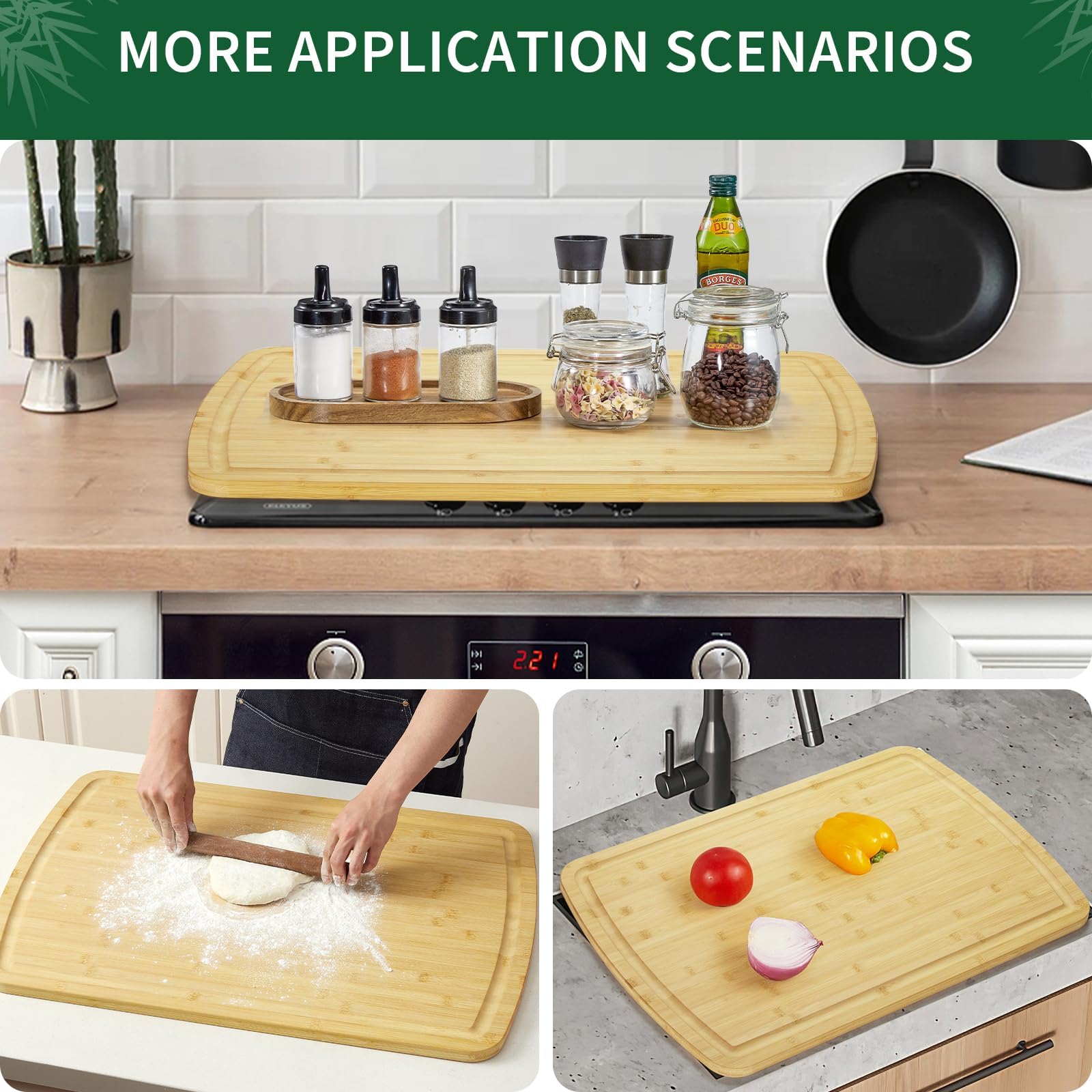 30x20インチの大型竹製まな板、キッチン用、両面使える木製 - Commercial Kitchen Deep Cleaning のレビューと価格